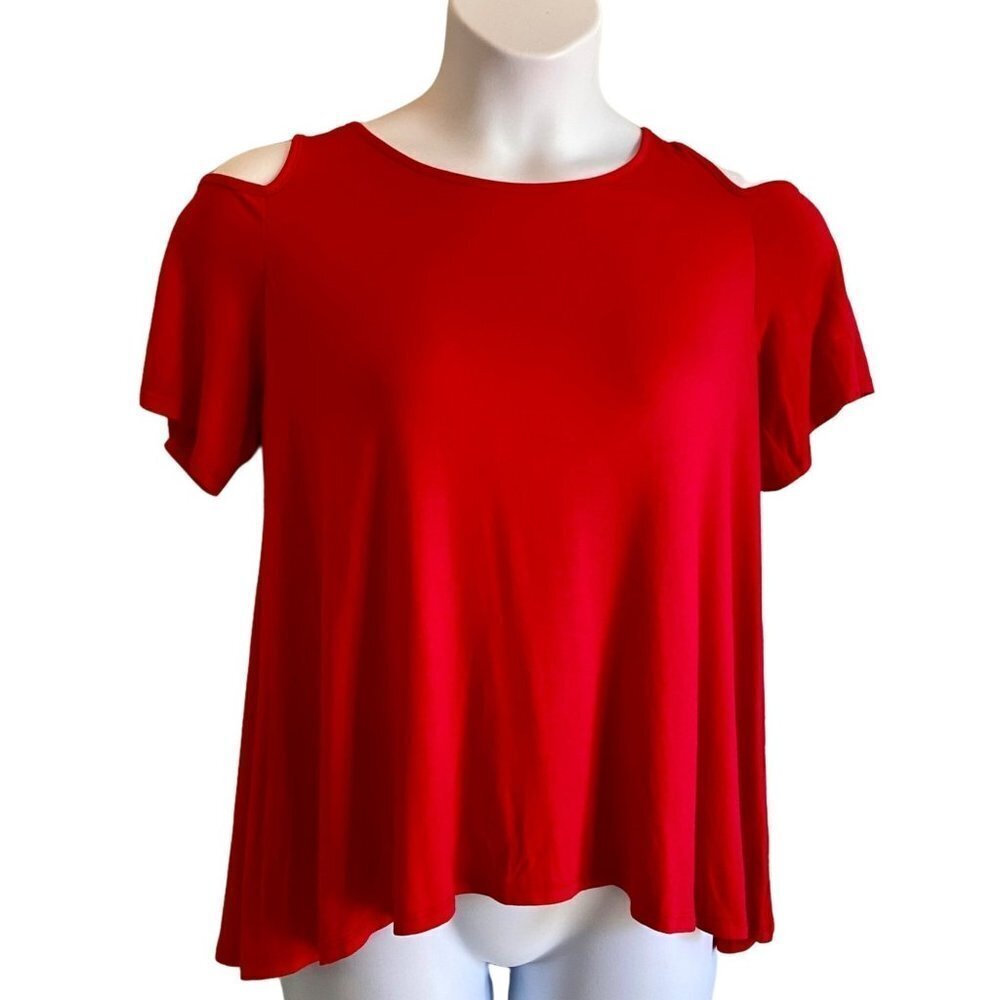 Westport 1962 Red Cold Shoulder Short Sleeve Top Large